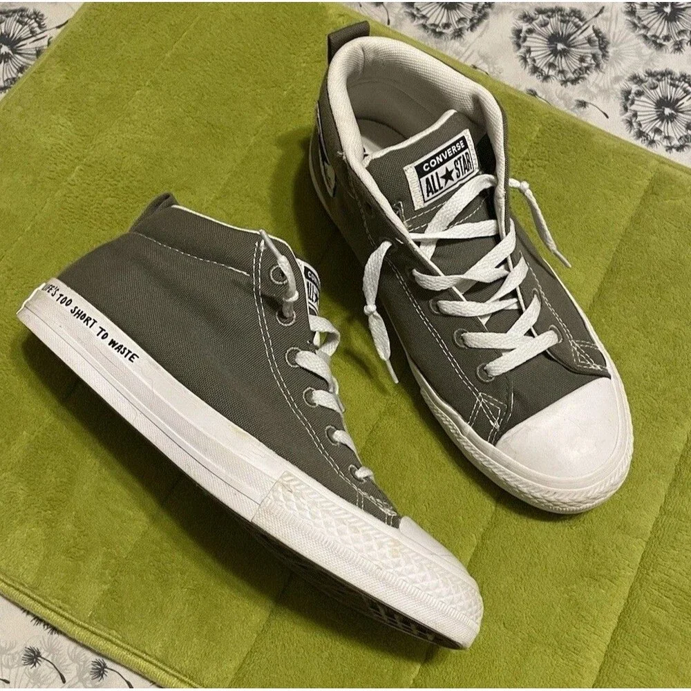 LIFES TOO SHORT Renew Converse All Star Mid Chuck Taylor Mens 6 Womens 8 Juniors